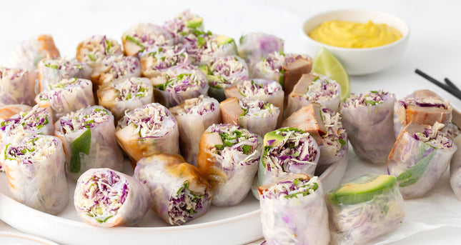 Fresh Vietnamese Rice Paper Rolls with Peanut Dipping Sauce